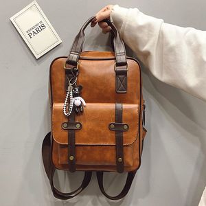 Bolsas de escola Mulheres Anti -roubo Mochilas Estudantes bolsas escolares marrons para meninas adolescentes laptop vintage de couro vintage Backpack 230311