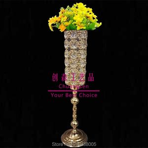 Dekoracja imprezy Wedding Table Center Flower Vase Road Centerpiece Trail Holder Gold Metal