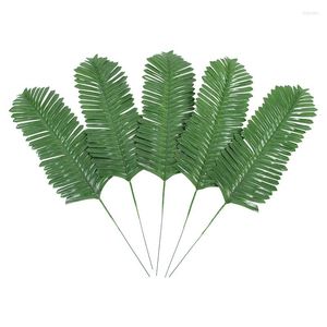 Flores decorativas 10/20pcs plantas artificiais tropicais folhas de palma imitação de samambaias de folhas de folha de planta cauda cauda falsa decoração de vaso de casamento em casa