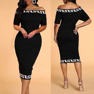 Kvinnors avslappnade klänningar Slim Fit Fashion Sexig European och American Hip Wrap Diagonal Shoulder Nightclub Dress 001