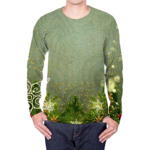 Мужские футболки бренда рождественская рубашка с длинным рукавом мужская аниме -одежда зеленая 3D -печать футболка вечеринка хип -хоп мужская одежда.