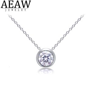 Pendant Necklaces D color Round Excellent Cut Pendant Bezel Setting 1CARAT 6.5MM Gift for Women Pendant Necklace Plated 14K White Gold 230310