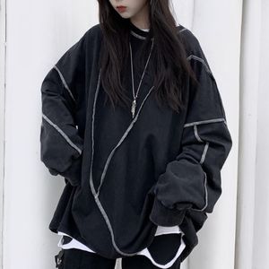 Kvinnors hoodies tröjor gotiska långärmad tröja Lossa stor storlek Dark Spring Springutumn Base Clothes Black 230311