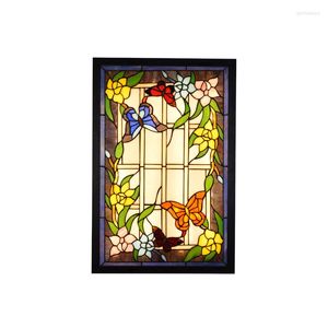 Vägglampor American Country Pastoral Art Mural Lamp Foyer Aisle Bakgrundsdekor Tiffany Glass Butterfly Porch Light 1138