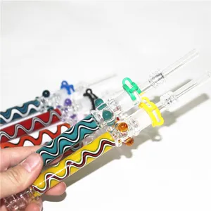 Mini HOOKAHS Nector Penna colorata Stile Nectar Tubo dritto Pyrex Vetro Bruciatore a olio Tubi Accessori per fumatori Dab Straw oil rig