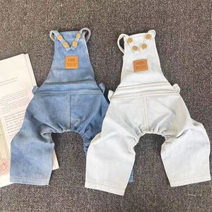 Hundkläder Denim Jeans Klänning Jumpsuit Kappa Jacka Pojke Flicka Kläder Par Pet Outfit Valp Kostym Overall Dropship 210809