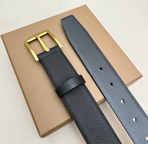 Designer Classic Black Genuine Leather Belt with Gold Buckle Men Fashion Dress Belts Waistband Casual Belt with Box