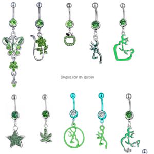 Navel Bell -knappringar GN10001 Belly Ring Mix 10 Styles Aqua.Colors PCS Apple Farterfly Drop Leverans smycken Body Dhgarden Dhra0