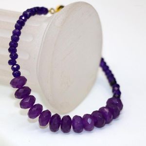 Strand Unique Natural Stone Jades Chalcedony Green Purple 2 4mm 5 8mm Abacus Beads Bracelets Bangle Women Jewelry 7.5inch B2957