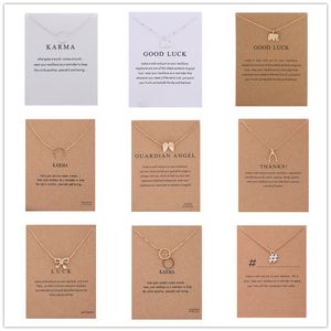 Creative Paper Card Pendant Necklaces Women's Wishing Bone Wins Gold Clavicle Chain Necklace Jewelry Bulk Price