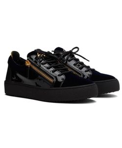 Prefeito Branco Preto Couro genuíno Sapatos casuais de couro portofino Zipp Lace Up Flats Skateboard Baixa Treinadores de Treinner Treinners Tamanho Técnico38-46Box