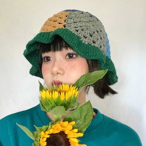 Wide Brim Hats Colorful Knitted Bucket Hat Spring and Autumn Hollowed Out Breathable Cute Fisherman Cap Men Designer Women's Hats Beanie Caps P230311