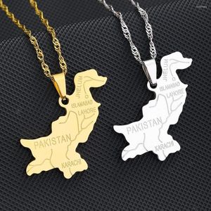 Naszyjniki wisiorek Pakistan Vintage Map Naszyjnik Formen Kobiety Złoty Srebrny Kolor Clavicle Sain Titanium Stal Choker Para Amulet Prezent