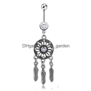 Navel Bell Button Rings D0646 Dreamer Belly Ring Sier Black Drop Delivery Jewelry Body Dhgarden Dh1Jh