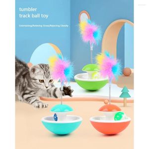 Cat Toys Toy Feather Bell Tumbler som retar vårspåret faller inte bollbeständig mot att skrapa bett husdjur