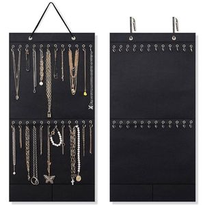 Jewelry Boxes Necklace Organizer Hanging Jewelry Organizer Felt Decorative Wall Mounted Earrings Bracelet Storage Display Holder with 24 Hooks 230310