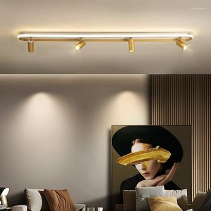 Ceiling Lights Modern Led Spotlights For Background Wall Living Room Study Freely Collocation Track Lighting Black Iron Acrylic Lamps