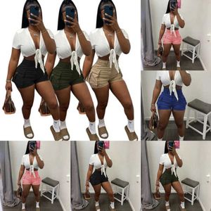 Women Clothes Casual Shorts Pants Summer New Fashion Street Pat Straight Barrel High Waist Thin Solid Color Work Shorts