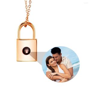 Chains Valentine's Day Gift Po Custom Projection Necklace Lock Heart Shaped For Lover Family Wife Memory