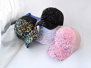 Fashion Baseball Caps For Women Summer Sequin Shiny Adjustable Mesh Sun Hat Sport Outdoor Snapback Hip-hop Cap HCS210