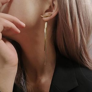 Orecchini pendenti Fashion Glossy Arc Bar Long Thread Nappa Drop per le donne Regalo Golden Geometric Snake Bone Chain Hanging Pendientes
