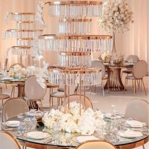 Decoração Novo estilo Novo estilo Crystal Flowers Racks Gold Arch Stand Road Lead Wedding Centerpiece Rack de Flor Rack para Evento Party Decoration IMAKE575