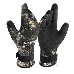 Sports Gloves Camo Diving gloves 3mm 5mm neoprne with buckle belt spearfishing for scuba diving Snorkeling fishing Water Sport 230310