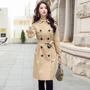 Frauen Trenchcoats 2023 Herbst High Fashion Marke Frau Klassische Zweireiher Wasserdichte Regenmantel Business Oberbekleidung mit Gürtel