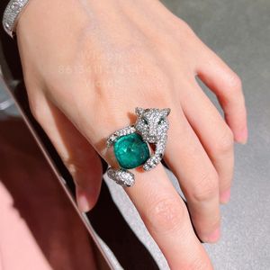 Panthere ring för kvinnodesigner för Man Diamond Emerald Gold Plated 18k T0p Kvalitet Officiella reproduktioner Fashion Classic Style Anniversary Gift 020