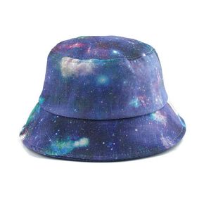 ワイドブリム帽子2021ファッションギャラクシーと星女性のためのプリントバケツ帽子