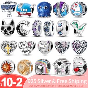 925 Silver Fit Pandora Original Charms Diy Pendant Women Armband Pärlor Zircon Heart Bead