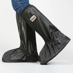 Sko delar tillbehör herr galoshes regn täcker höga stövlar vattentät förtjockad sula utomhuscykel vandring svart pvc vikbar man 230311