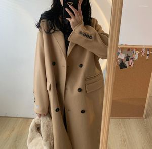 Women's Trench Coats Double-sided Cashmere Long Woolen Coat 2023 Autumn And Winter Trend Loose Wool Casual Comfor Phyl22