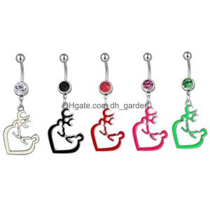 Navel Bell Button Rings D0527B Browning Deer Belly Ring Mix Colors Drop Delivery Jewelry Body Dhgarden Dhzfk