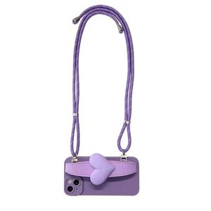 Случаи сотового телефона Apple Anti-Fall Cross-Body Soft Case Purple Love Heart Bent Band rap Mobile Phoples для iPhone 14 Pro Max 13 12 11 плюс защитная крышка долговечна