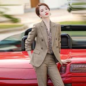 Ternos femininos Blazers de alta qualidade Tecido Formal Mulheres Negócios Os Estilos de Autumn Winter Pantsiits Professional Ladies Office Pants Suits Blazers 230311