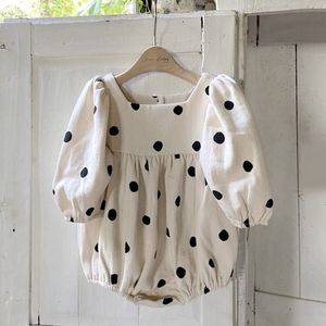 Pagliaccetti Autunno Baby Born Body Polka Dot Infant Girls Cotton Clothes Toddler Kids Tuta manica lunga 0-24M 230311