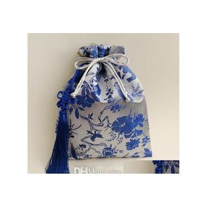 Favor Holders Chinese Knot Tassel Extra Large Silk Brocade Bag Dstring Craft Bags Gift Pouches Suede Lining Jewelry Storage 20X25Cm Dhbpi