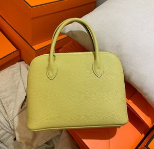 Designer Bag varumärke handväska 25 cm totes för kvinnor helt handgjorda kvalitet tc läder vax linje sömmar ljus gul färg snabb leverans grossistpris