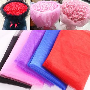 Decorations 5yards  lot sheer crystal organza tulle roll fabric for wedding party decoration organza chair sashes width 45cm