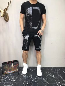 Men's <strong>summer suits</strong> Hot Drill tracksuits Men brand designer hip hop Mens Designers Tracksuits Jogging Suit Men Tracksuit Man Short Sleeve Pants #CH16