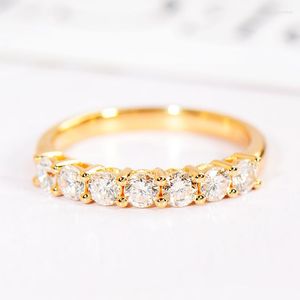 Cluster Rings Pure 18k Yellow Gold DF Color Moissanite Ring Vice Lab Diamond Jewelry Wedding Anniversary Classic Style