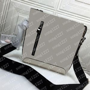 L Luxurys Designer Taschen 424Black und 18White perfekte Handwerkskunst oblique Satchel Postman Bag Zipper Glätten Sie die Qualität sehr goo271n