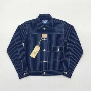 Мужские куртки Bob Wabash Dong Indigo Stripes 506xx 1 -й джинсовая куртка Selvedge Jean Workwear