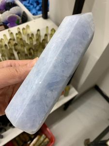 Statuette decorative Calcite blu naturale Cristallo Quarzo Obelisco Gemma energetica Guarigione Reiki