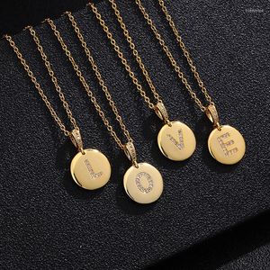 Colares pendentes Sonya Small redonda redonda A-Z Letters Mulheres/menina cor de ouro