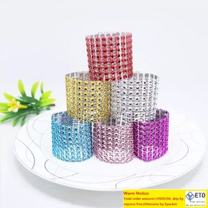 Napkin Ring Hotel Table Decoration 8 Rows Mesh Drill Hollow MultiFunction Napkin Buckle 10 Colors Decoration Wedding