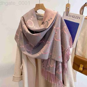 Scarves designer Cashmere like scarf women's classic letter thickened double faced fashionable versatile shawl YXGK