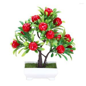 Flores decorativas 1PC Arregada artificial BONSAI BONSAI GARDEN GARDEN DE DECORAÇÃO DE RESULTA DO EMEGRIMENTO HOMEAÇÃO HOMEAÇÃO FALSA VALCONY JANHINAÇÃO