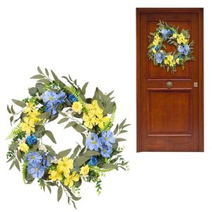 Flores decorativas Wreaths Cosmos Spring Greath para a porta da frente Summer Wicker Hand Targe Farmhouse Decor Garland Party WeddingDecorative